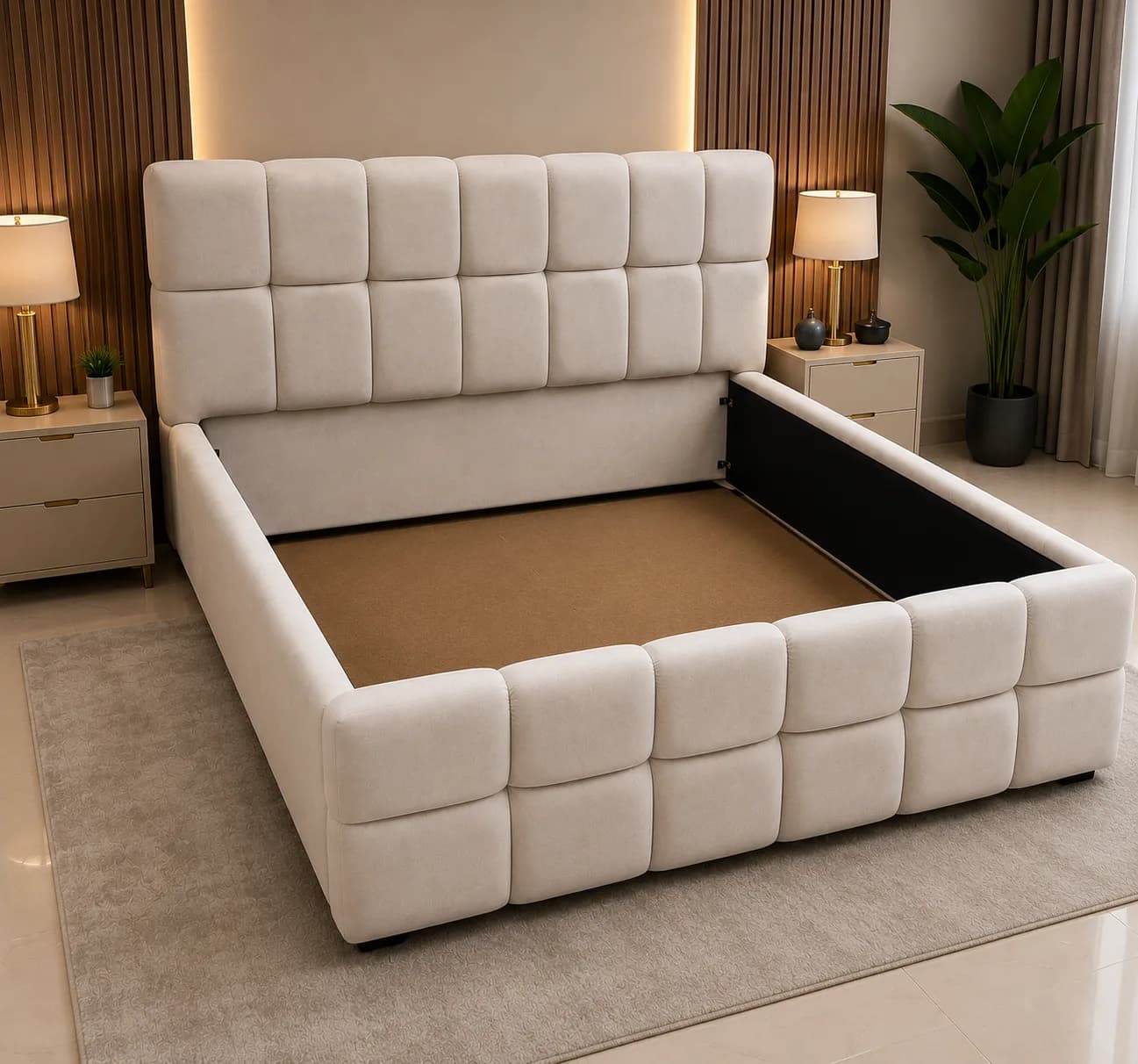 Verona Grid Upholstered Bed